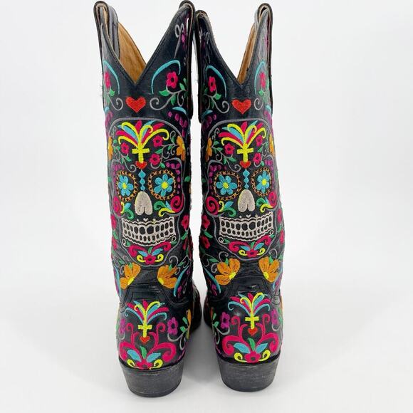 Old Gringo Black Sugar Skull Klak Embroidered Western Cowgirl Boot size 5.5 - Picture 7 of 12
